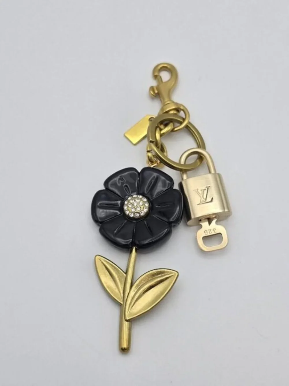 Authentic Louis Vuitton Padlock Gold🔒Key Set + Unbranded Flower Keychain Charm